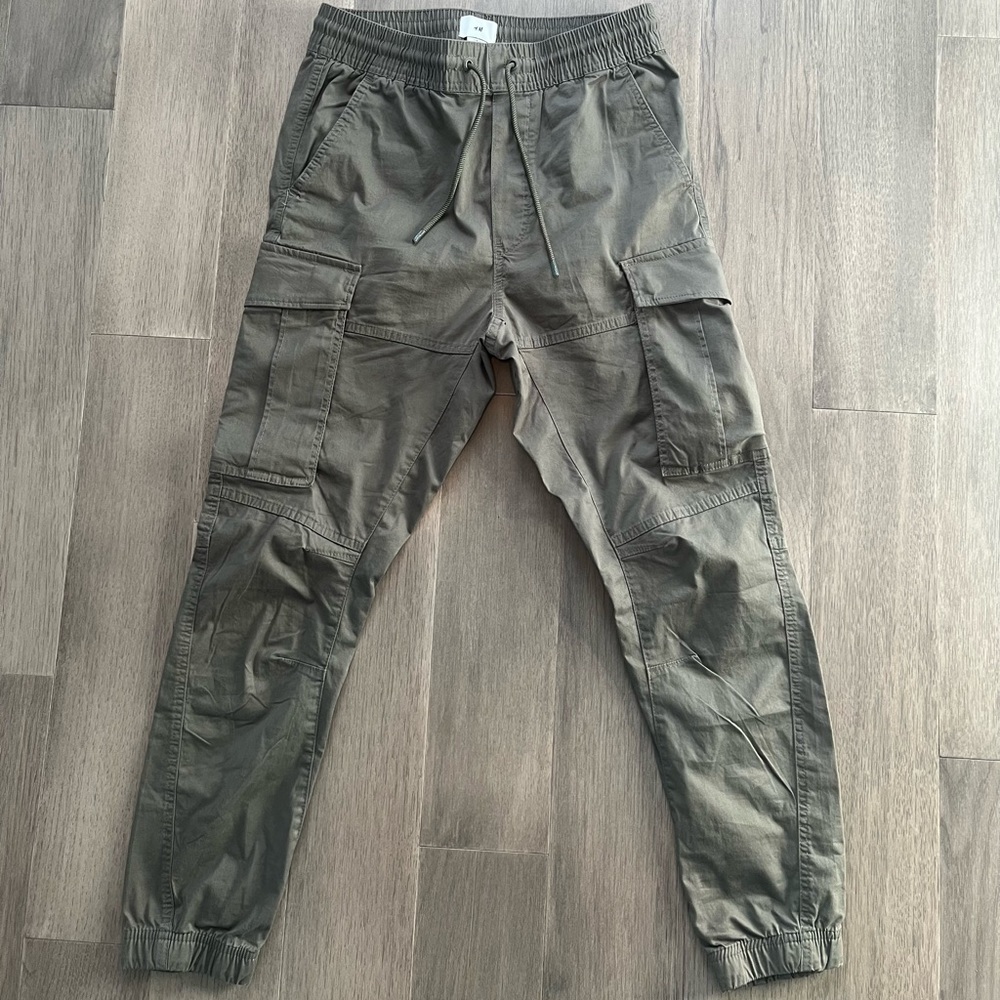 H&M khaki green skinny fit cargo joggers